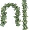 5.9FT Eucalyptus Garland Artificial Vines Fake Greenery Garland with Gypsophila and Willow Leaves Faux Hanging Plants for Wedding Home Party Table Wall Decor (2pcs)